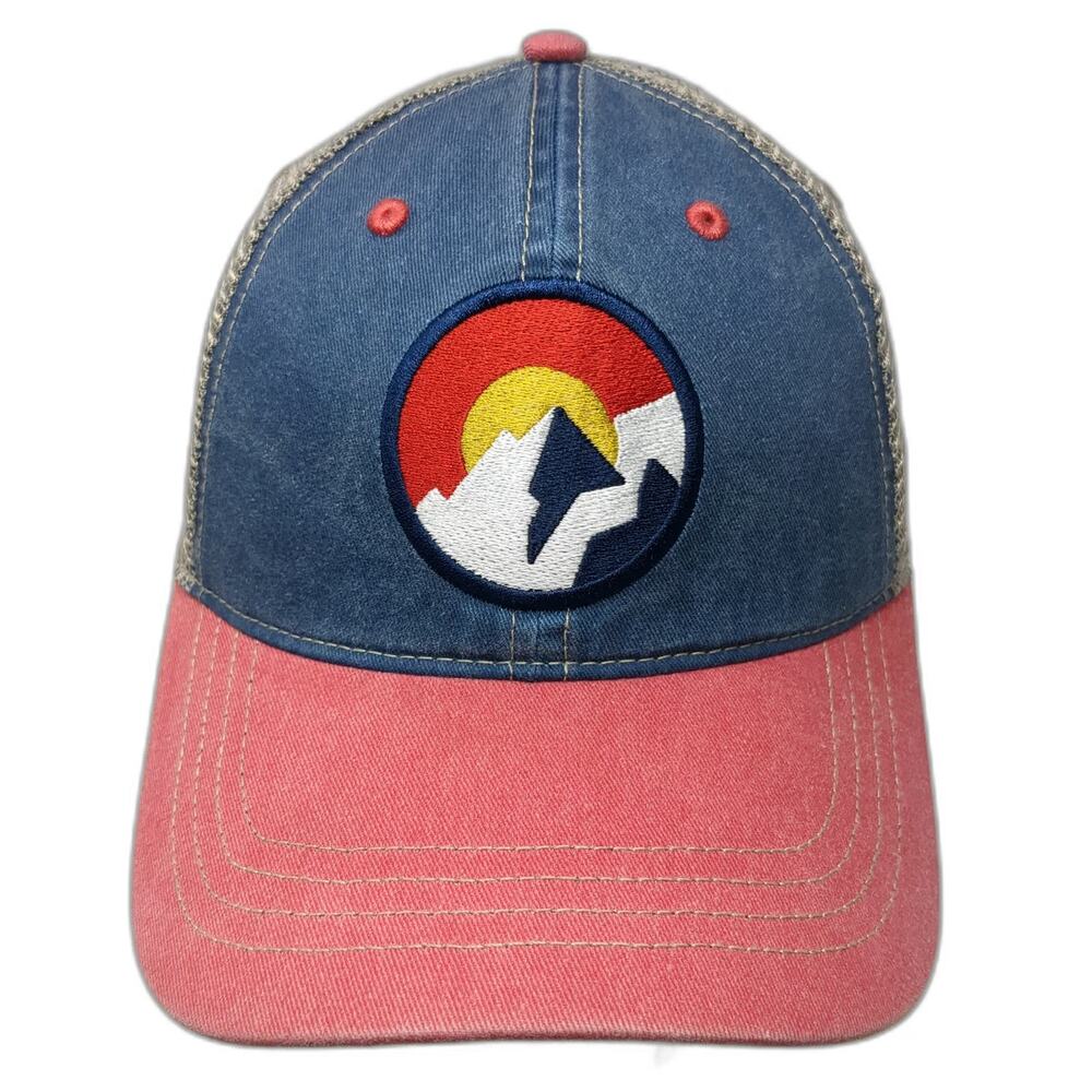 Hat Graphix 360 Trucker Hat Blue Pink One Size Mesh Snapback Colorado Mountain